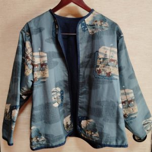 「凪」帯地リメイクの羽織トップス