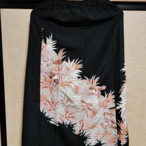 「二羽の小鳥模様」着物リメイクロングスカート